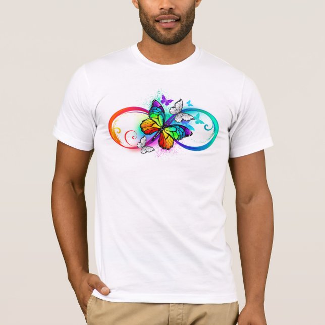 T-shirt Bright infinity with rainbow butterfly (Devant)