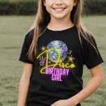 T-shirt Bright Neon Rose Glow Disco Ball Dance Anniversair<br><div class="desc">Design Disco Party avec des lumières vives néon en bleu,  rose et violet,  et texte en rose,  et jaune,  idéal pour danser disco fête d'anniversaire pour les filles.</div>