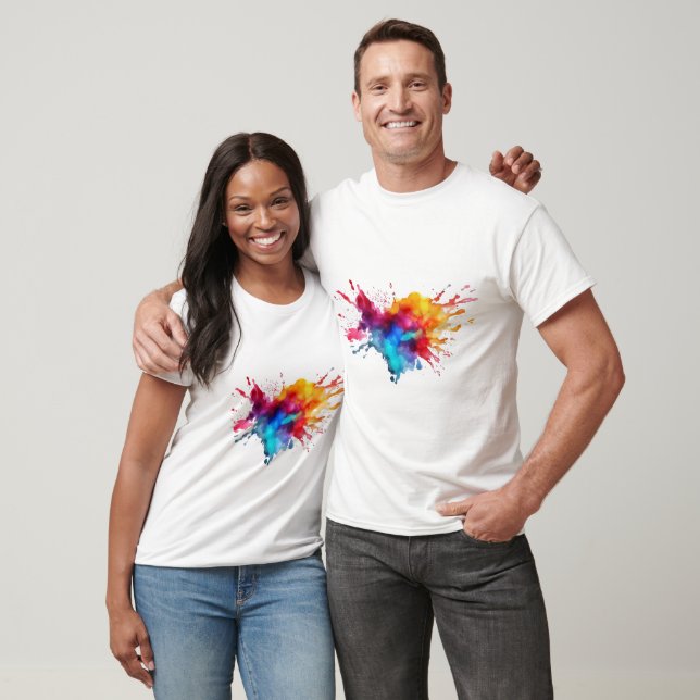 T-shirt Bright Watercolor Splash Brush Strots (Unisexe)