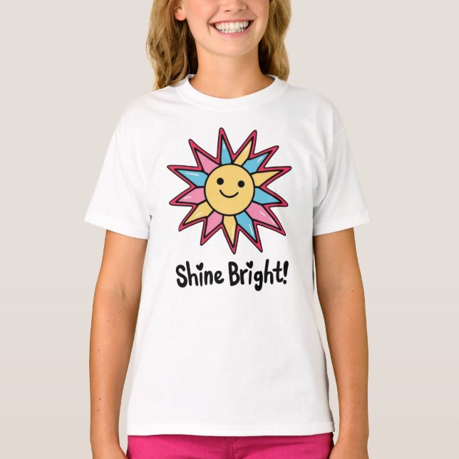T-shirt Brillant : Un Design Soleil Coloré (Devant)