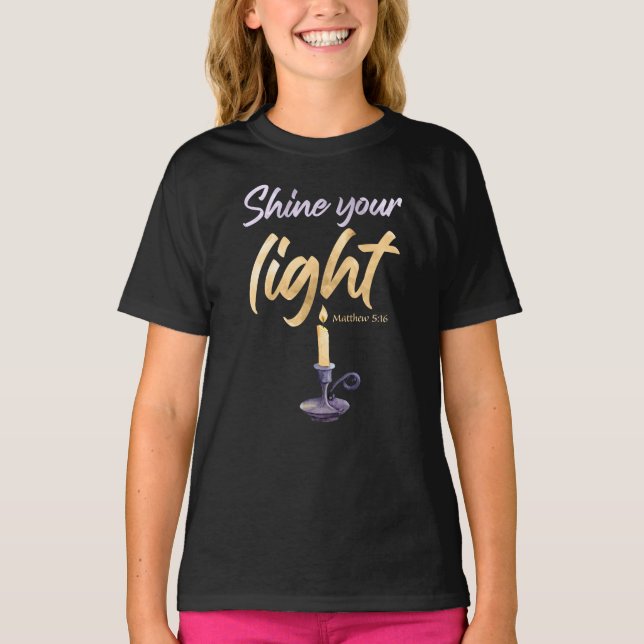 T-shirt Brille Ta Lumière - Matthieu 5:16 Femmes et filles (Devant)