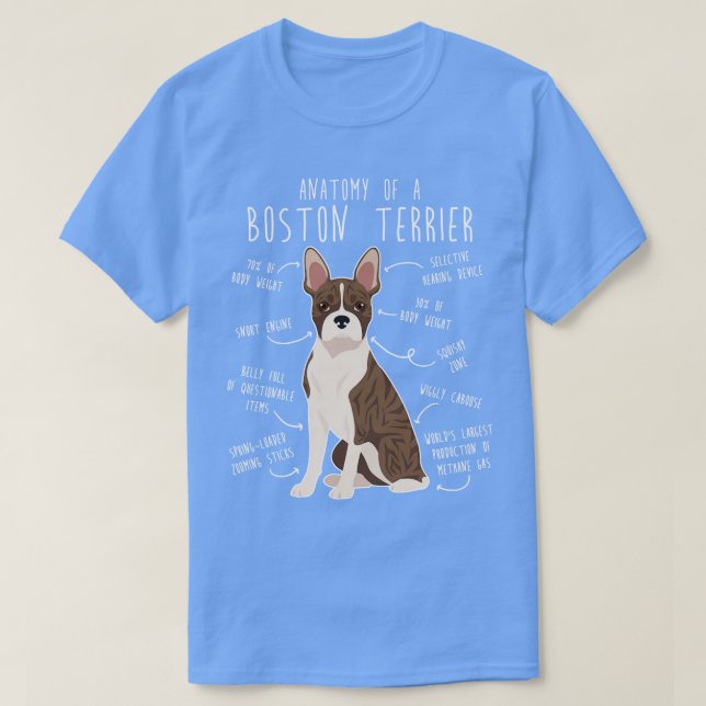 T-shirt Brindle Boston Terrier Dog Anatomie (Design devant)