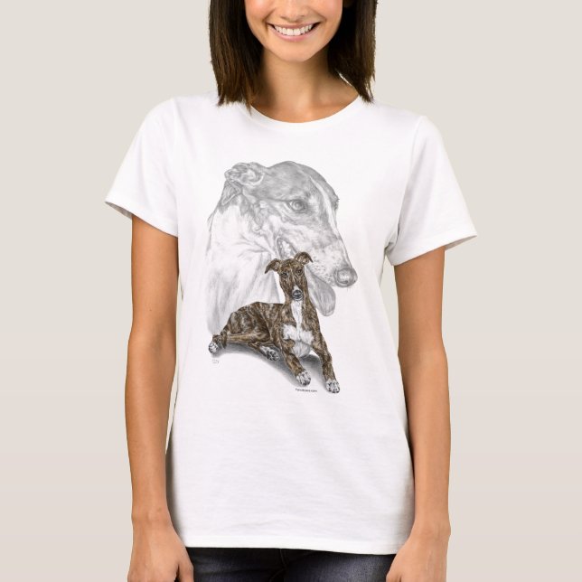 T-shirt Brindle Greyhound Chig Art (Devant)