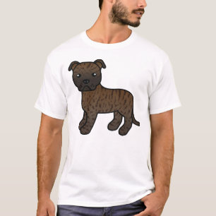 T-shirt Brindle Staffordshire Bull Terrier Cartoon Chien
