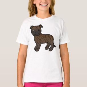 T-shirt Brindle Staffordshire Bull Terrier Cartoon Chien