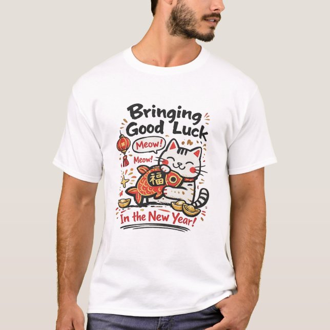 T-shirt Bringing Good Luck in the New Year – Festive Lucky (Devant)