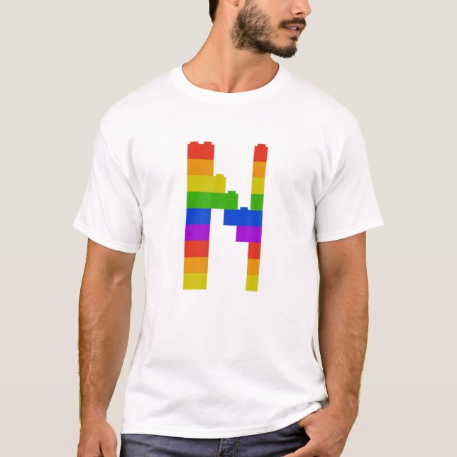 T-shirt Briques Thème Lettre N Monogramme Nom Prévisualisa (Devant)