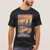 Brisbane Australie Illustration Voyage Art Vintage