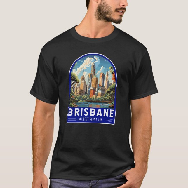 T-shirt Brisbane Australie Travel Art Vintage (Devant)