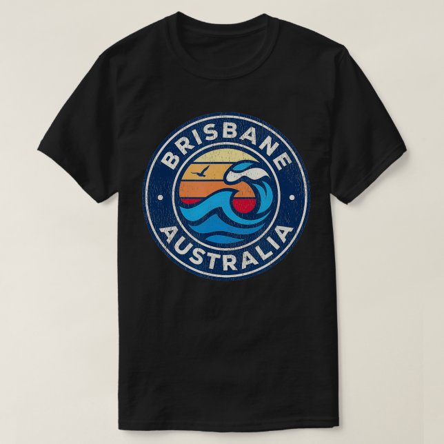 T-shirt Brisbane Australie Vintage Nautical Waves Design (Design devant)