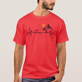 T-shirt Brise de coeur avec Tropical Palm Trees Beach Isla