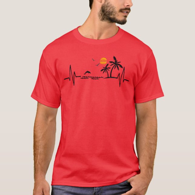 T-shirt Brise de coeur avec Tropical Palm Trees Beach Isla (Devant)