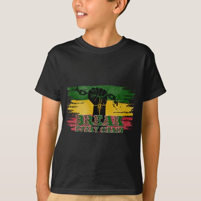 T-shirt briser chaque chaîne juneteenth hommes (Devant)