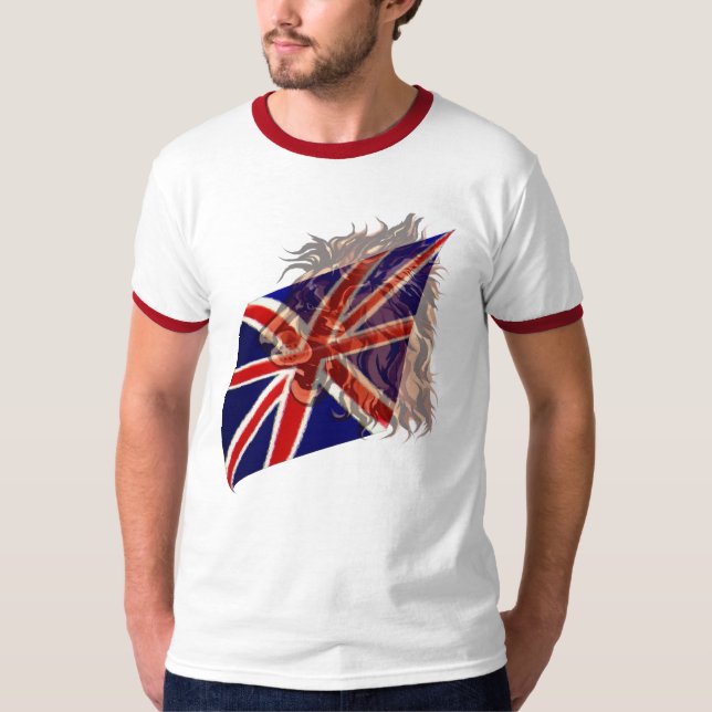 T-shirt britannique de lion du drapeau "n" (Devant)