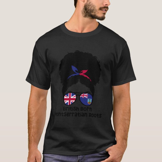 T-shirt Britannique Né Montserratian Racines Afro Grande-B (Devant)