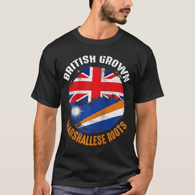 T-shirt Britanniques Marshallese Roots drapeaux Vintages p (Devant)
