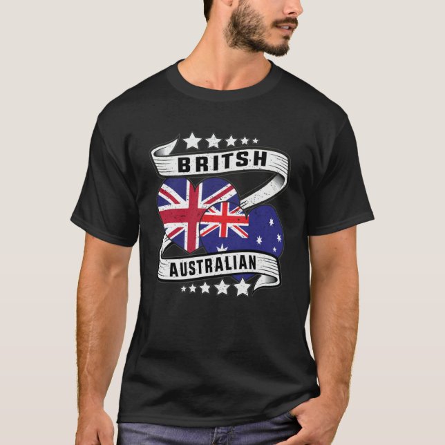 T-shirt British Australian  British Australia flag and Uk  (Devant)