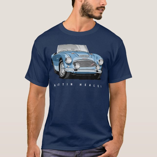 T-shirt British Classic Sports Car Austin Healey friends (Devant)