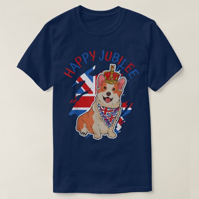 T-shirt British Corgi Union Jack Flag Queens Platinum Jubi (Design devant)