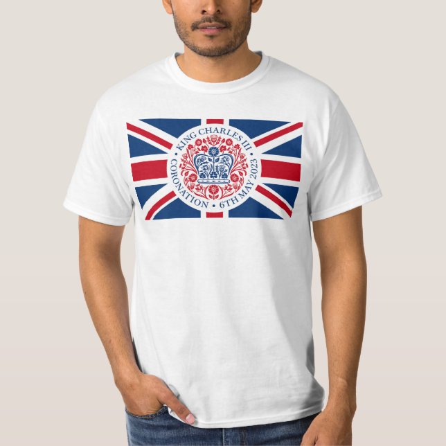 T-shirt British King III Charles Memorabilia Emblem Mens (Devant)