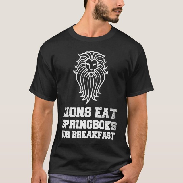 T-shirt British Lions Rugby Fan Lions Eat Springboks For B (Devant)