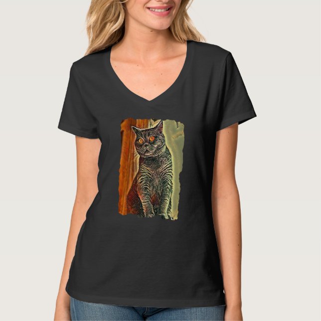 T-shirt British Shorthair Cat Cute Cats Mom And Cat Dad (Devant)