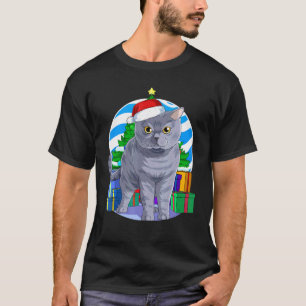 T-shirt British Shorthair Cat Cute Santa Christmas Tree De