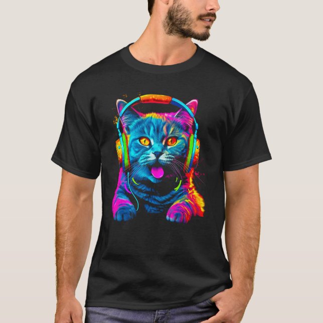 T-shirt British Shorthair Cat DJ Festival (Devant)