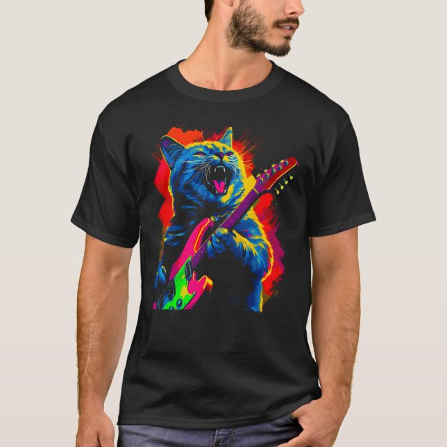 T-shirt British Shorthair Cat Guitar Music (Devant)