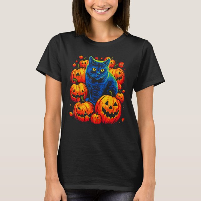 T-shirt British Shorthair Cat Halloween (Devant)