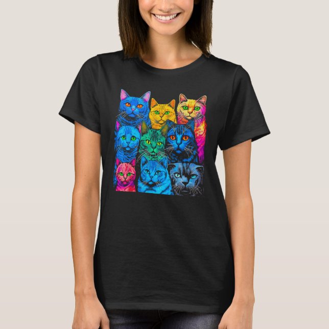 T-shirt British Shorthair Cat Pop Design (Devant)