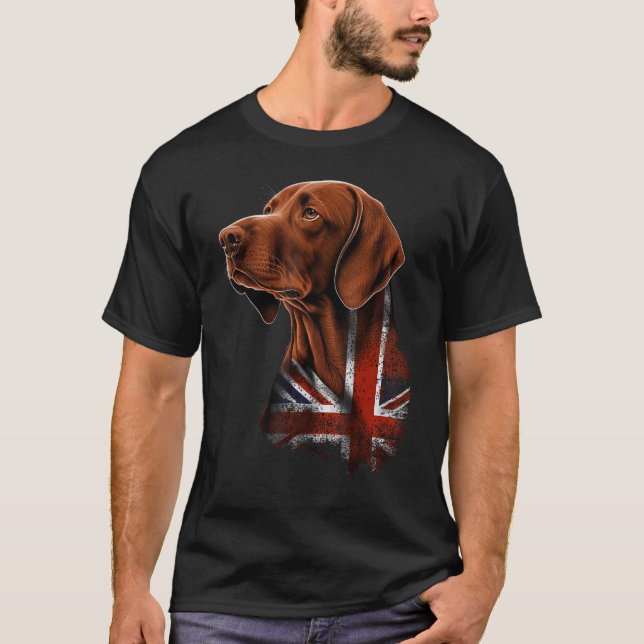 T-shirt British UK Vizsla on Great Britain Vizsla (Devant)