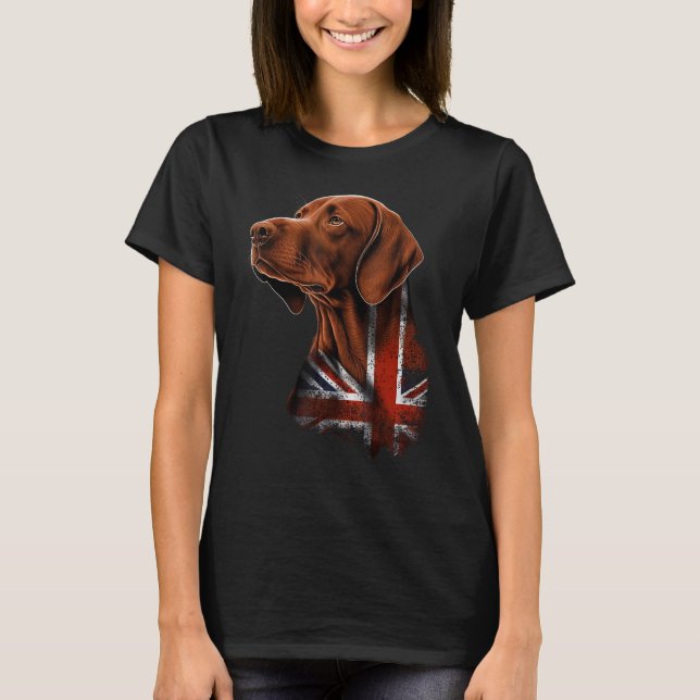 T-shirt British UK Vizsla on Great Britain Vizsla (Devant)