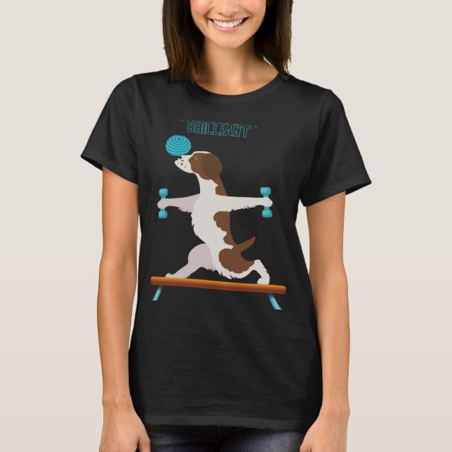 T-shirt Brittany Chien Fun Gym Working Balancé & Brilli (Devant)