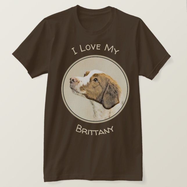 T-shirt Brittany Peinture - Cute Original Chien Art (Design devant)