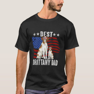 T-shirt Brittany Spaniel Best Brittany Papa Drapeau améric
