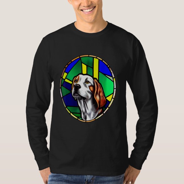 T-shirt Brittany Spaniel - Colorful Stained Glass_3 (Devant)