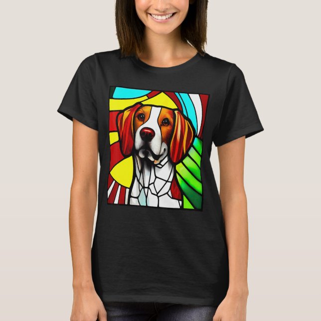 T-shirt Brittany Spaniel - Colorful Stained Glass_5 (Devant)