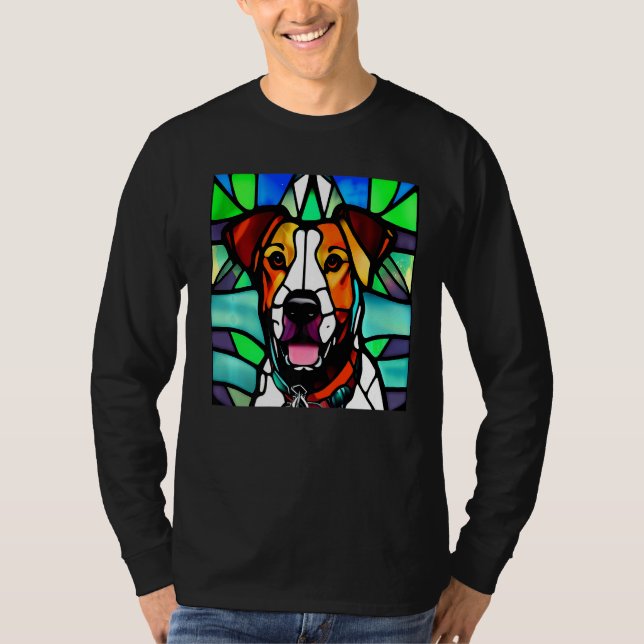 T-shirt Brittany Spaniel - Colorful Stained Glass Premium_ (Devant)