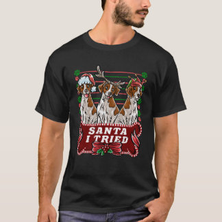 T-shirt Brittany Spaniel Père Noël Lutin Renne Noël
