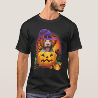 T-shirt Brittany Spaniel Witch Pumpkin Halloween Dog Lover