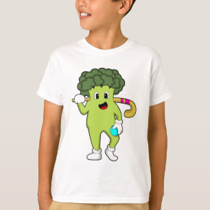 T-shirt Broccoli à Hockey avec chauve-souris de hockey