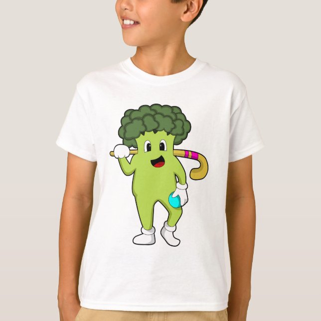 T-shirt Broccoli à Hockey avec chauve-souris de hockey (Devant)