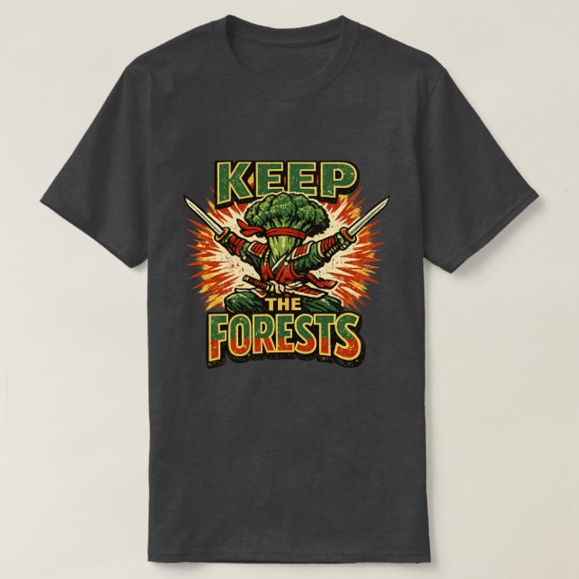 T-shirt Broccoli Bushido – PROTÉGEZ LES FORÊTS Héros  (Design devant)