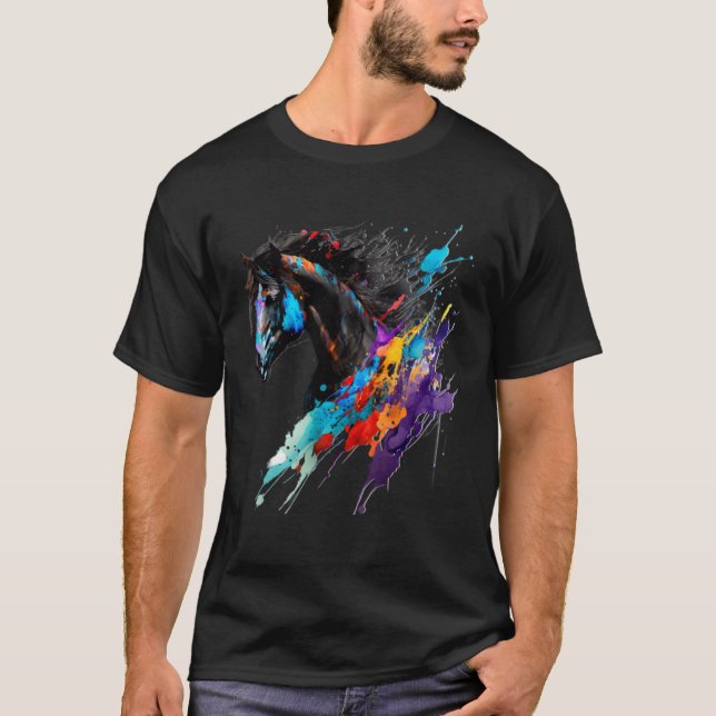 T-shirt Brochure friésienne de peinture de cheval Splatt E (Devant)