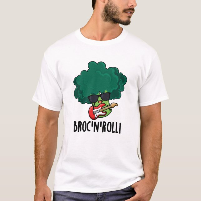 T-shirt Brock n Roll Funny Veggie Brocoli Pun (Devant)