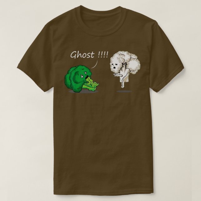 T-shirt Brocoli drôle effrayé par Ghost Cauliflower Funny  (Design devant)