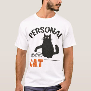 T-Shirt Brodé Serviteur Personnel de Chat Drôle
