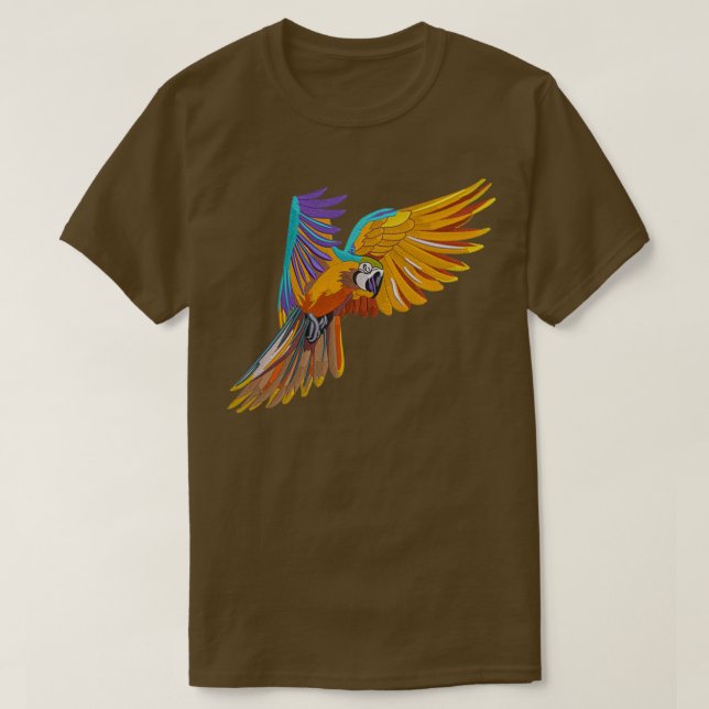 T-shirt Broderie colorée de perroquets (Design devant)