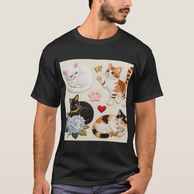 T-shirt broderie de chat5 (Devant)